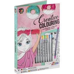 Creatief kleurboek inclusief 8 fineliners | 48 designs | All-in map | kleuren voor meisjes | Grafix